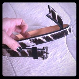 Black and white pony hair belt